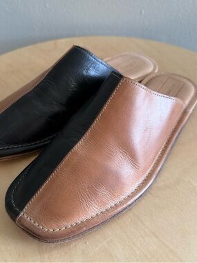 Either/Or Leather Mules Colorblock size 9 Slip On